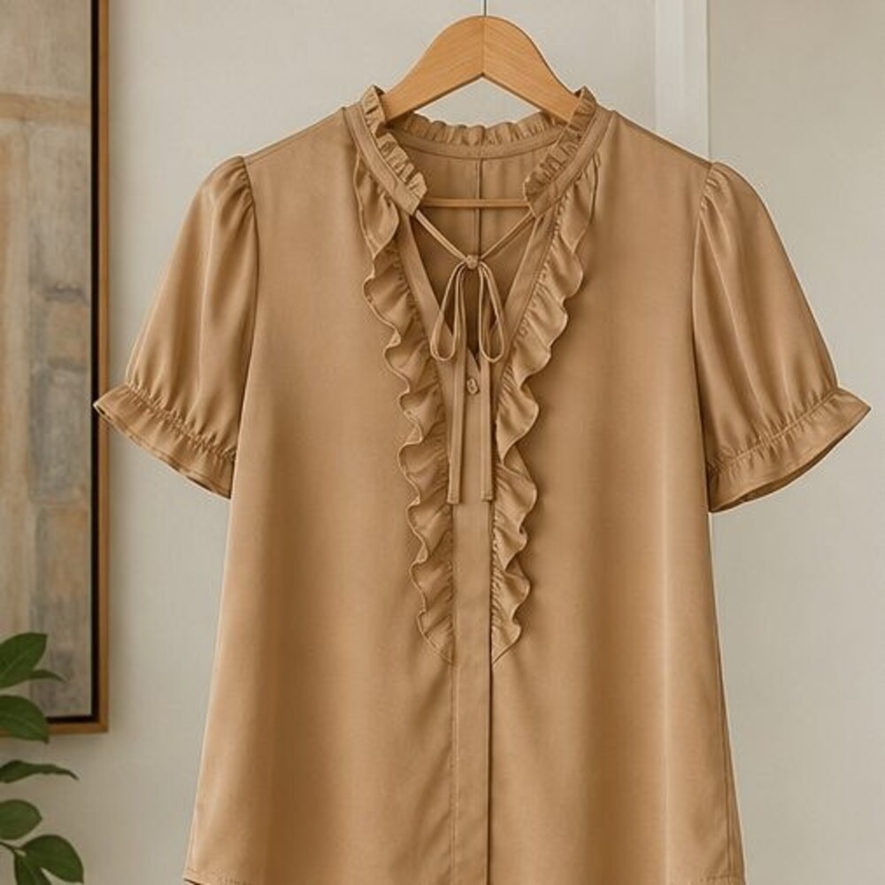 Camel Smocked Top